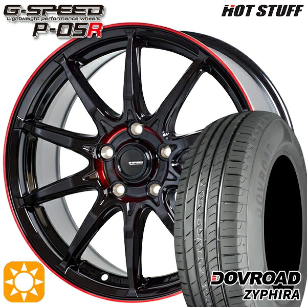 【取付対象】30/50プリウス カローラスポーツ 205/55R16 91V DOVROAD ザイファイラ HotStuff ジースピード P-05R ブラックレッドクリア 16インチ 6.5J 5H100 サマータイヤホイールセット ｜トレッド新横浜師岡店