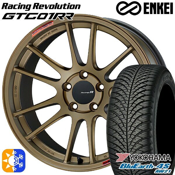 アルファード ヴェルファイア 235/50R18 101Y XL ヨコハマ ブルーアース 4S AW21 ENKEI エンケイ レーシングレボリューション GTC01RR 18インチ 7.5J 5H114.3 チタニウムゴールド オールシーズンタイヤホイールセット