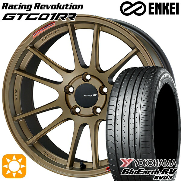 【取付対象】225/55R18 98V ヨコハマ ブルーアース RV03 ENKEI エンケイ レーシングレボリューション GTC01RR チタニウムゴールド 18インチ 7.5J 5H114.3 サマータイヤホイールセット |トレッド新横浜師岡店