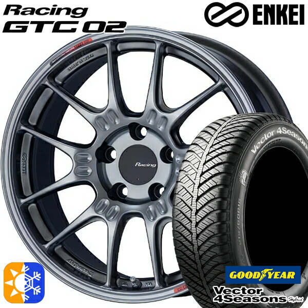 アクセラ アテンザ 215/45R18 89H グッドイヤー ベクター フォーシーズンズ ENKEI エンケイ レーシング GTC02 18インチ 7.5J 5H114.3 ハイパーシルバー オールシーズンタイヤホイールセット