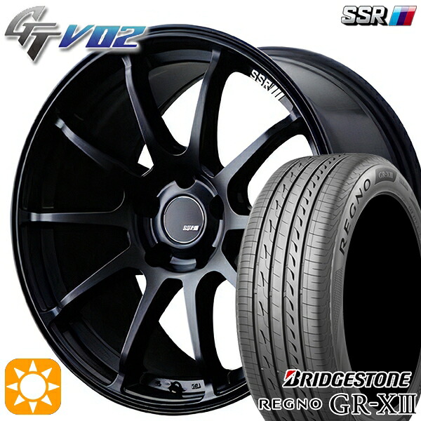 【取付対象】マツダ2 ノート 205/45R17 88W XL ブリヂストン レグノ GR-X3 SSR GTV02 フラットブラック 17インチ 7.0J 4H100 サマータイヤホイールセット |トレッド新横浜師岡店