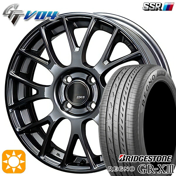 【取付対象】マツダ2 ノート 205/45R17 88W XL ブリヂストン レグノ GR-X3 SSR GTV04 メタリックグレー 17インチ 7.0J 4H100 サマータイヤホイールセット
