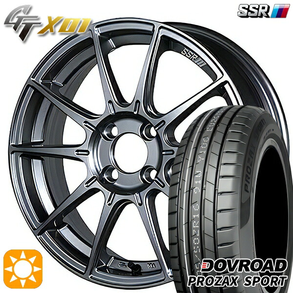 【取付対象】205/45R17 88W XL DOVROAD プロザックススポーツ SSR GTX01 ダークシルバー 17インチ 7.0J 4H100 サマータイヤホイールセット ｜トレッド新横浜師岡店