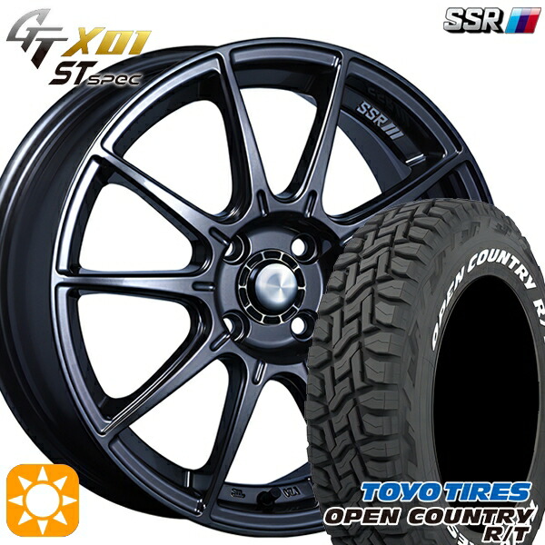 【取付対象】タフト 165/65R15 81Q トーヨー オープンカントリー R/T ホワイトレター SSR GTX01 R/STspec ダークガンメタ 15インチ 5.0J 4H100 サマータイヤホイールセット