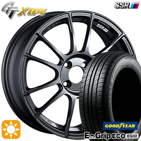 【取付対象】アクア クロスビー 185/55R16 83V グッドイヤー エフィシェントグリップ EG02 SSR GTX04 ダークガンメタ 16インチ 6.5J 4H100 サマータイヤホイールセット