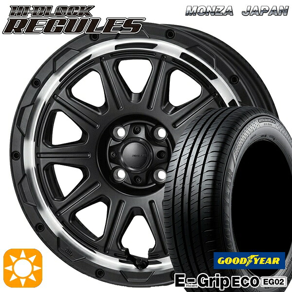 【取付対象】アクア クロスビー 185/55R16 83V グッドイヤー エフィシェントグリップ EG02 モンツァ ハイブロック レグルス サテンブラック/リムポリッシュ 16インチ 6.0J 4H100 サマータイヤホイールセット