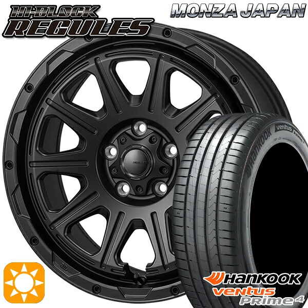 【取付対象】225/60R17 99V ハンコック veNtus PRime4 K135A モンツァ ハイブロック レグルス サテンブラック 17インチ 7.5J 5H114.3 サマータイヤホイールセット