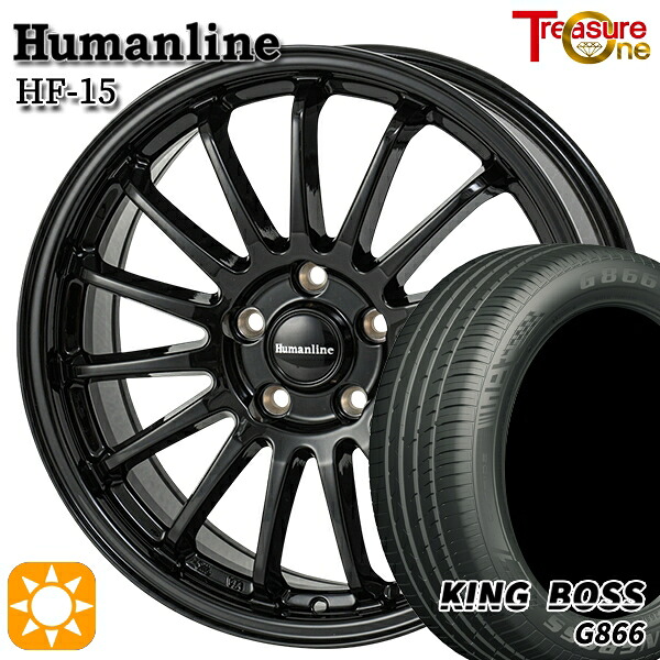 【取付対象】215/50R18 96W XL キングボス G866 トレジャーワン ヒューマンライン HF15 ブラック 18インチ 7.0J 5H114.3 サマータイヤホイールセット 58,380円