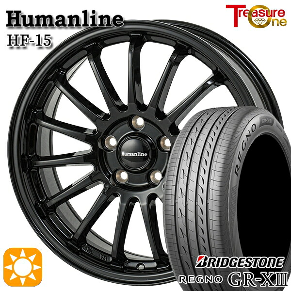 【取付対象】リーフ レヴォーグ 215/50R17 95V XL ブリヂストン レグノ GR-X3 トレジャーワン ヒューマンライン HF15 ブラック 17インチ 7.0J 5H114.3 サマータイヤホイールセット