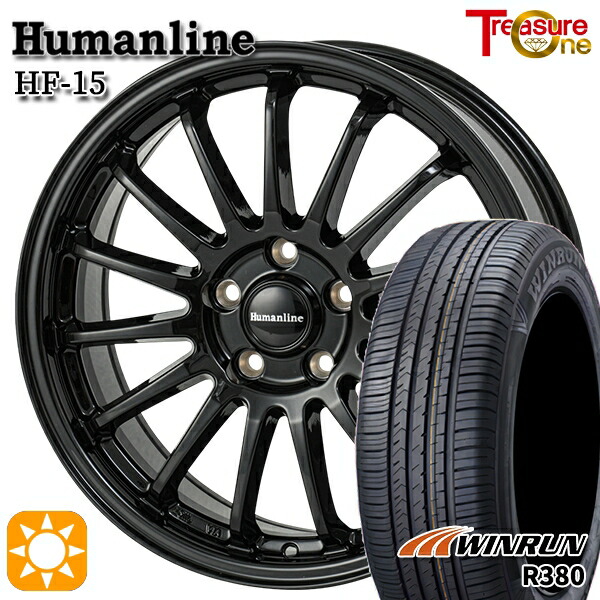 【取付対象】30/50プリウス 185/65R15 88H ウィンラン R380 トレジャーワン ヒューマンライン HF15 ブラック 15インチ 6.0J 5H100 サマータイヤホイールセット ｜トレッド新横浜師岡店