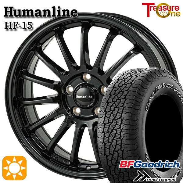 【取付対象】ハリアー エクストレイル 225/65R17 102T ORWL BFグッドリッチ トレールテレーン トレジャーワン ヒューマンライン HF15 ブラック 17インチ 7.0J 5H114.3 サマータイヤホイールセット ｜トレッド新横浜師岡店