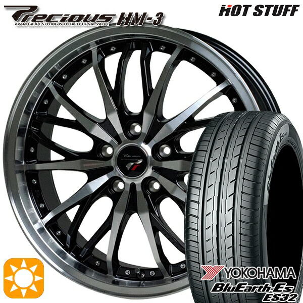 【取付対象】セレナ 215/40R18 85W ヨコハマ ブルーアース ES32 HotStuff プレシャス HM-3 メタリックブラックポリッシュ 18インチ 7.0J 5H114.3 サマータイヤホイールセット ｜トレッド新横浜師岡店
