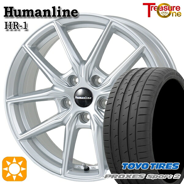 【取付対象】225/45R18 95Y XL トーヨー プロクセススポーツ2 トレジャーワン ヒューマンライン HR1 シルバー 18インチ 8.0J 5H114.3 サマータイヤホイールセット