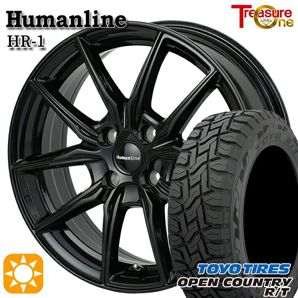 【取付対象】アクア クロスビー 175/60R16 82Q トーヨー オープンカントリー R/T トレジャーワン ヒューマンライン HR1 ブラック 16インチ 6.0J 4H100 サマータイヤホイールセット |トレッド新横浜師岡店