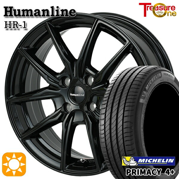 【取付対象】ライズ ロッキー 195/65R16 92H ミシュラン プライマシー4プラス トレジャーワン ヒューマンライン HR1 ブラック 16インチ 6.0J 4H100 サマータイヤホイールセット