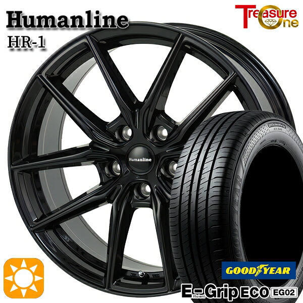 【取付対象】エスクァイア セレナ 195/65R15 91H グッドイヤー エフィシェントグリップ EG02 トレジャーワン ヒューマンライン HR1 ブラック 15インチ 6.0J 5H114.3 サマータイヤホイールセット 45,180円