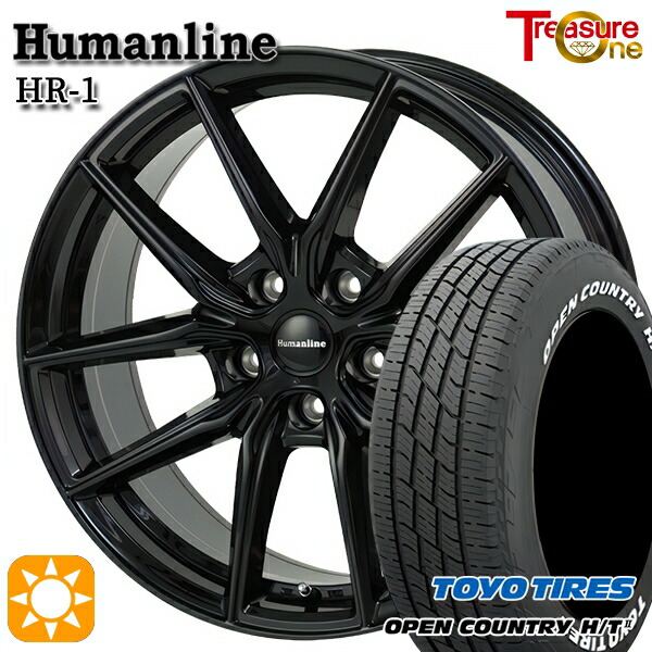 【取付対象】40アルファード ヴェルファイア 225/60R18 100H トーヨー オープンカントリー H/T2 WL トレジャーワン ヒューマンライン HR1 ブラック トヨタ純正 平座ナット対応 18インチ 7.0J 5H120 サマータイヤホイールセット |トレッド新横浜師岡店