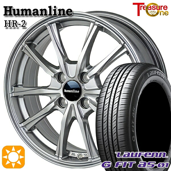 【取付対象】アクア デミオ 195/55R16 87V ラウフェン G FIT as-01 LH42 トレジャーワン ヒューマンライン HR2 ダークグレー 16インチ 6.0J 4H100 サマータイヤホイールセット