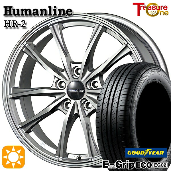 【取付対象】エスクァイア セレナ 195/65R15 91H グッドイヤー エフィシェントグリップ EG02 トレジャーワン ヒューマンライン HR2 ダークグレー 15インチ 6.0J 5H114.3 サマータイヤホイールセット