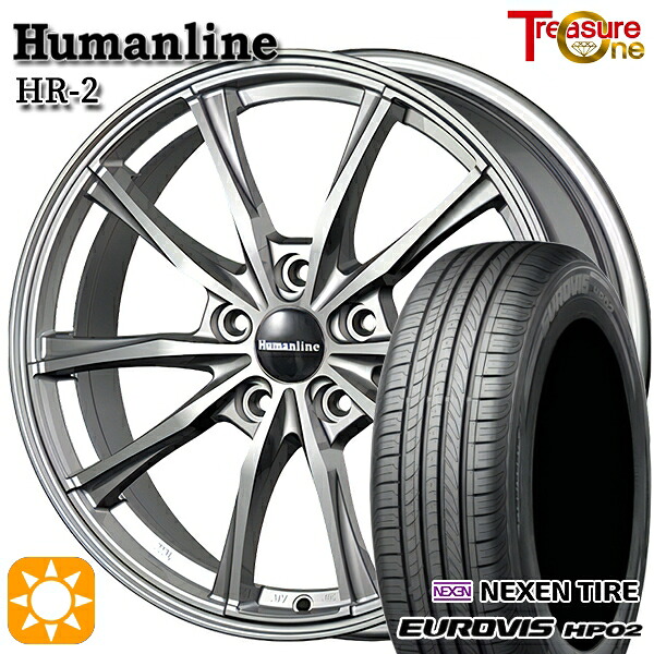 【取付対象】30/50プリウス 185/65R15 ネクセン ロードストーン ユーロビズ HP02 トレジャーワン ヒューマンライン HR2 ダークグレー 15インチ 6.0J 5H100 サマータイヤホイールセット