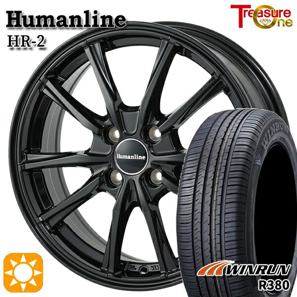 【取付対象】エブリィワゴン 165/60R14 75H ウィンラン R380 トレジャーワン ヒューマンライン HR2 ブラック 14インチ 4.5J 4H100 サマータイヤホイールセット