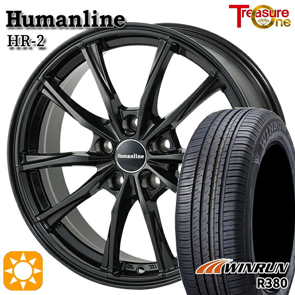 【取付対象】エスクァイア セレナ 195/65R15 91V ウィンラン R380 トレジャーワン ヒューマンライン HR2 ブラック 15インチ 6.0J 5H114.3 サマータイヤホイールセット
