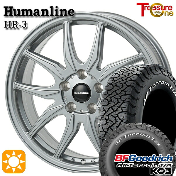 【取付対象】デリカD5 215/70R16 100/97S RWL BFグッドリッチ オールテレーン T/A KO3 トレジャーワン ヒューマンライン HR3 ダークシルバー 16インチ 6.5J 5H114.3 サマータイヤホイールセット