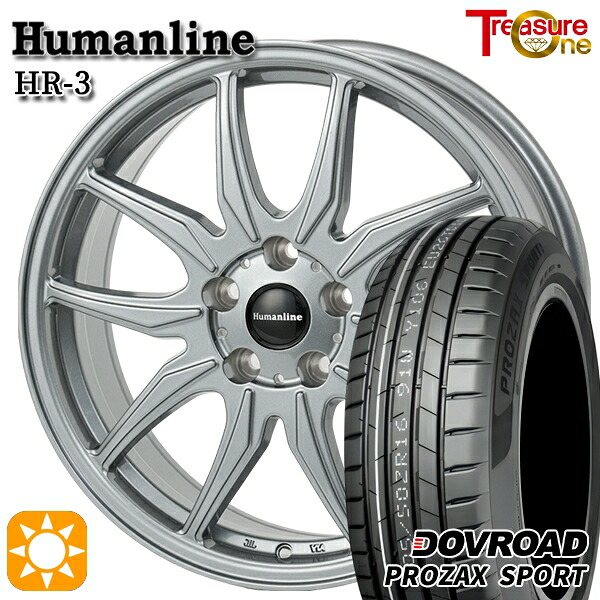 【取付対象】ジェイド アクセラ 225/40R18 92Y XL DOVROAD プロザックススポーツ トレジャーワン ヒューマンライン HR3 ダークシルバー 18インチ 7.0J 5H114.3 サマータイヤホイールセット |トレッド新横浜師岡店