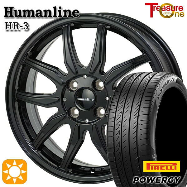 【取付対象】フィット アクア 185/60R15 84H ピレリ パワジー トレジャーワン ヒューマンライン HR3 ブラック 15インチ 5.5J 4H100 サマータイヤホイールセット