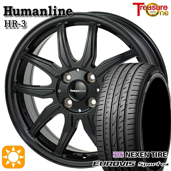 【取付対象】エブリィワゴン 165/60R14 75H ロードストーン ユーロビズ Sport 04 トレジャーワン ヒューマンライン HR3 ブラック 14インチ 4.5J 4H100 サマータイヤホイールセット 28,795円