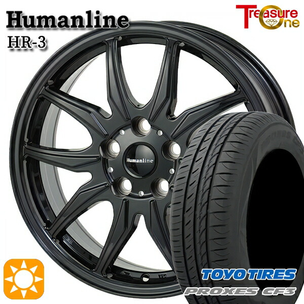 【取付対象】エスティマ ヤリスクロス 215/60R16 95H トーヨー プロクセス CF3 トレジャーワン ヒューマンライン HR3 ブラック 16インチ 6.5J 5H114.3 サマータイヤホイールセット