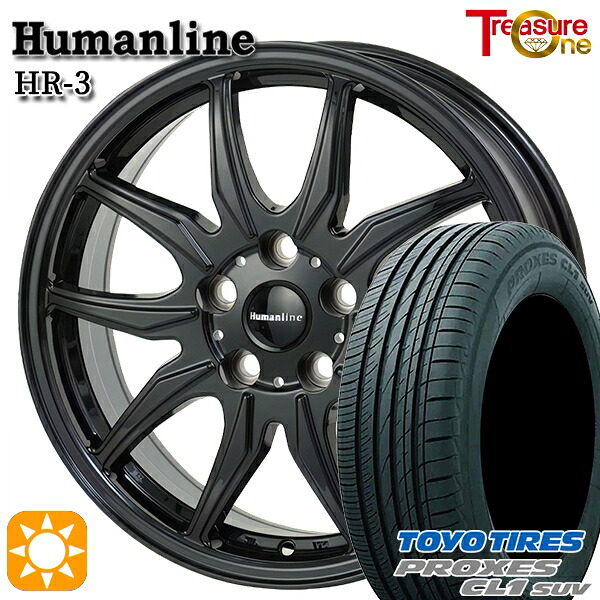 【取付対象】C-HR カローラクロス 215/60R17 96H トーヨー プロクセス CL1 SUV トレジャーワン ヒューマンライン HR3 ブラック 17インチ 7.0J 5H114.3 サマータイヤホイールセット