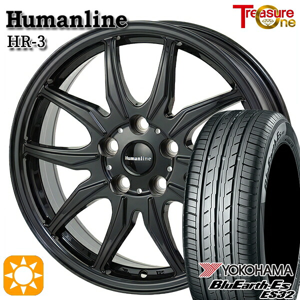 【取付対象】20/30系アルファードヴェルファイア 235/50R18 97W ヨコハマ ブルーアース ES32 トレジャーワン ヒューマンライン HR3 ブラック 18インチ 7.0J 5H114.3 サマータイヤホイールセット