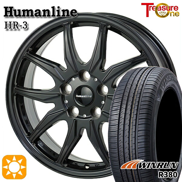 【取付対象】30/50プリウス 185/65R15 88H ウィンラン R380 トレジャーワン ヒューマンライン HR3 ブラック 15インチ 6.0J 5H100 サマータイヤホイールセット ｜トレッド新横浜師岡店