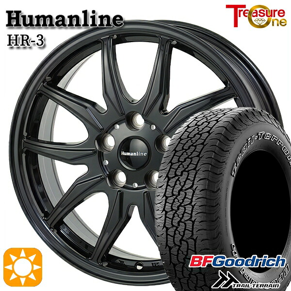 【取付対象】40アルファード 225/65R17 102T ORWL BFグッドリッチ トレールテレーン トレジャーワン ヒューマンライン HR3 ブラック トヨタ純正 平座ナット対応 17インチ 6.5J 5H120 サマータイヤホイールセット