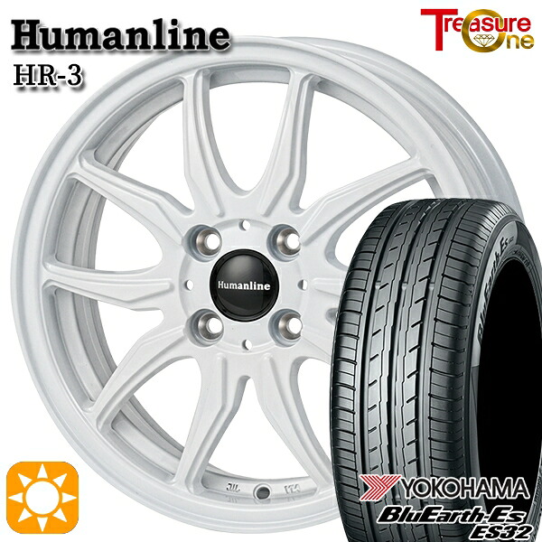 【取付対象】フィット アクア 185/60R15 84H ヨコハマ ブルーアース ES32 トレジャーワン ヒューマンライン HR3 ホワイト 15インチ 5.5J 4H100 サマータイヤホイールセット |トレッド新横浜師岡店