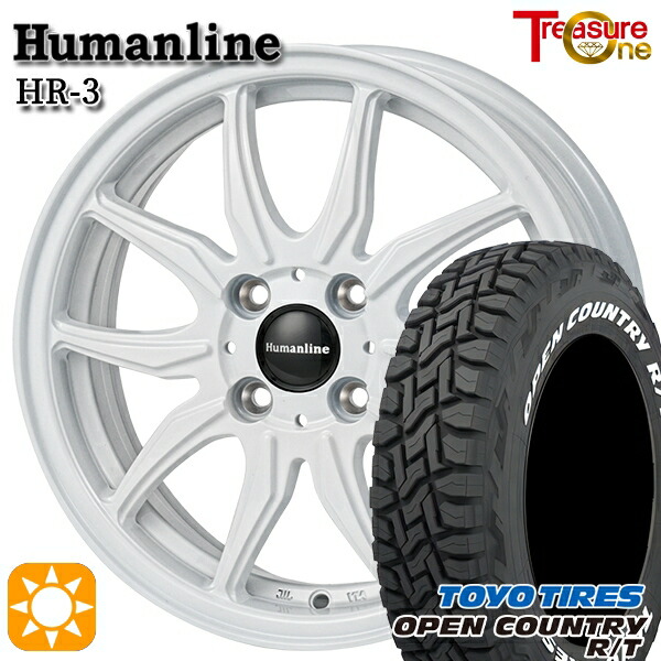 【取付対象】ハスラー ソリオ 165/60R15 77Q トーヨー オープンカントリー R/T ホワイトレター トレジャーワン ヒューマンライン HR3 ホワイト 15インチ 4.5J 4H100 サマータイヤホイールセット