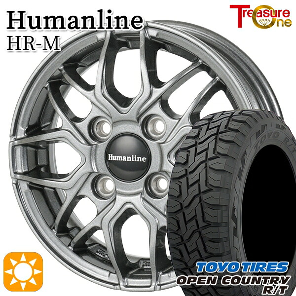 【取付対象】軽トラ 145/80R12 80/78N LT トーヨー オープンカントリー R/T トレジャーワン ヒューマンライン HRM GM 12インチ 3.50B 4H100+42 サマータイヤホイールセット