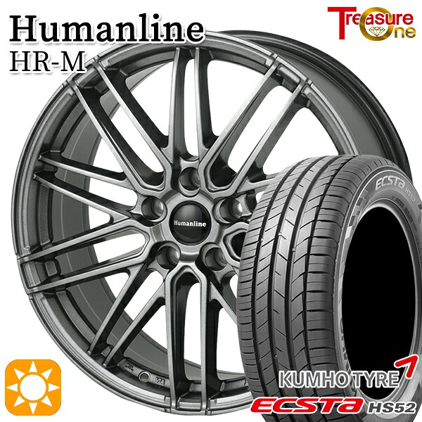 【取付対象】30/50プリウス カローラスポーツ 205/55R16 91V クムホ エクスタ HS52 トレジャーワン ヒューマンライン HRM GM 16インチ 6.5J 5H100 サマータイヤホイールセット