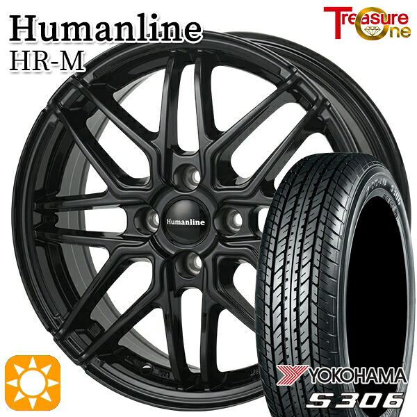 155/65R14 75S ヨコハマ S306 トレジャーワン ヒューマンライン HRM BK 14インチ 4.5J 4H100+45 サマータイヤホイールセット