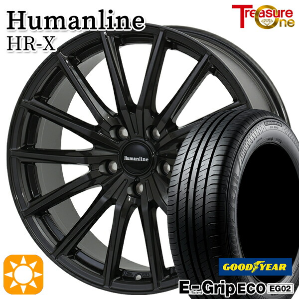 【取付対象】195/65R15 91H グッドイヤー エフィシェントグリップ EG02 トレジャーワン ヒューマンライン HRX TB 15インチ 6.0J 5H114.3 サマータイヤホイールセット