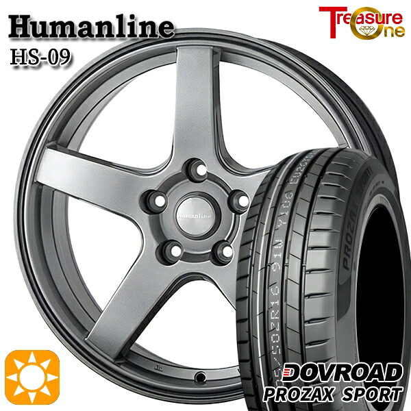 【取付対象】アウトランダー エクストレイル 225/55R18 102W XL DOVROAD プロザックススポーツ トレジャーワン ヒューマンライン HS09 ダークグレー 18インチ 8.0J 5H114.3 サマータイヤホイールセット ｜トレッド新横浜師岡店