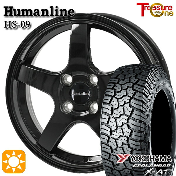 【取付対象】ライズ ロッキー LT215/70R16 100/97Q ヨコハマ ジオランダー X-AT G016 トレジャーワン ヒューマンライン HS09 ブラック 16インチ 6.0J 4H100 サマータイヤホイールセット ｜トレッド新横浜師岡店
