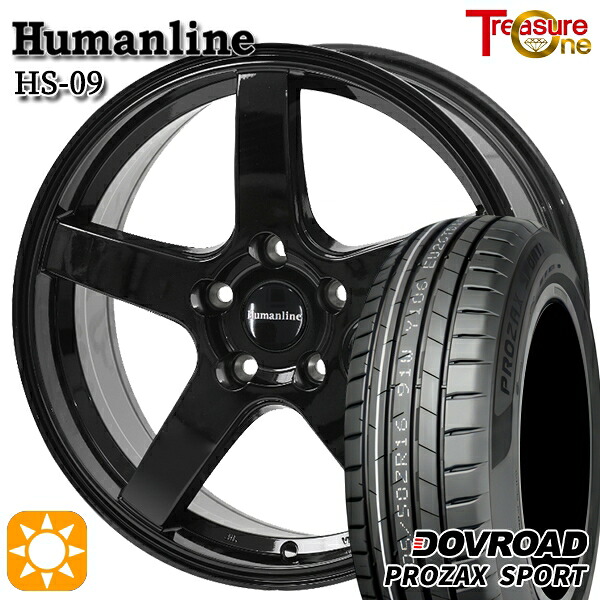 【取付対象】アウトランダー エクストレイル 225/55R18 102W XL DOVROAD プロザックススポーツ トレジャーワン ヒューマンライン HS09 ブラック 18インチ 7.0J 5H114.3 サマータイヤホイールセット |トレッド新横浜師岡店