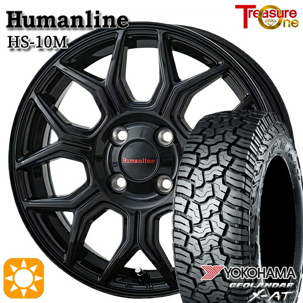 【取付対象】アゲトラ 145R14C 85/83Q ヨコハマ ジオランダーX-AT G016 トレジャーワン ヒューマンライン HS10M ブラック 14インチ 4.5J 4H100 サマータイヤホイールセット ｜トレッド新横浜師岡店