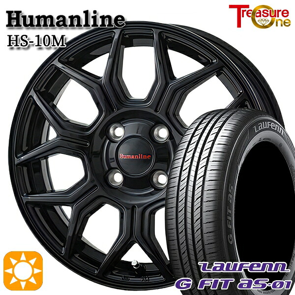【取付対象】マツダ2 ノート 195/55R16 87V ラウフェン G FIT as-01 LH42 トレジャーワン ヒューマンライン HS10M ブラック 16インチ 6.5J 4H100 サマータイヤホイールセット