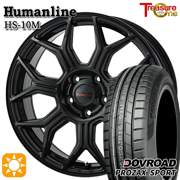 【取付対象】アウトランダー エクストレイル 225/55R18 102W XL DOVROAD プロザックススポーツ トレジャーワン ヒューマンライン HS10M ブラック 18インチ 7.0J 5H114.3 サマータイヤホイールセット |トレッド新横浜師岡店