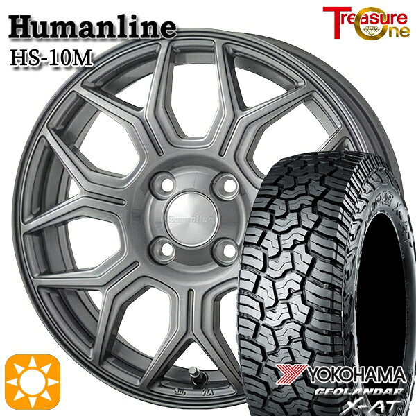 【取付対象】アゲトラ 145R14C 85/83Q ヨコハマ ジオランダーX-AT G016 トレジャーワン ヒューマンライン HS10M　ダークグレー 14インチ 4.5J 4H100 サマータイヤホイールセット ｜トレッド新横浜師岡店