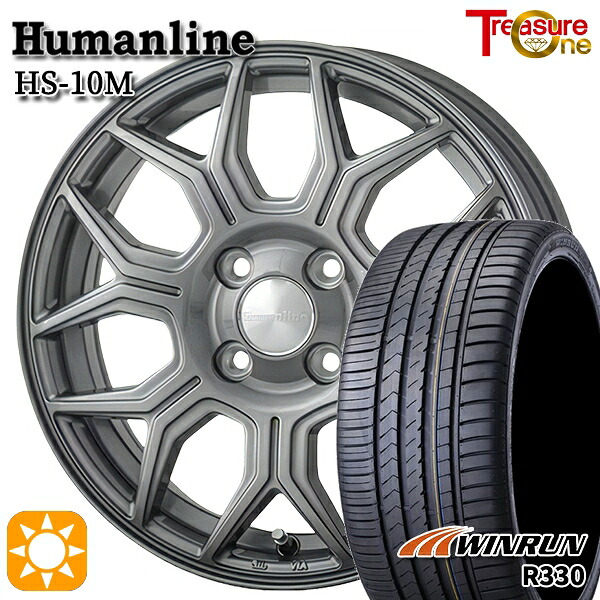 【取付対象】195/45R16 84V XL ウィンラン R330 トレジャーワン ヒューマンライン HS10M　ダークグレー 16インチ 6.5J 4H100 サマータイヤホイールセット