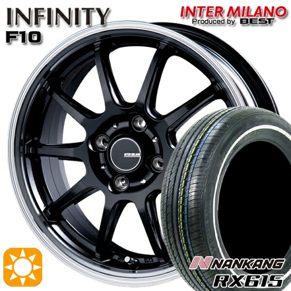 【取付対象】155/65R14 ナンカン RX615　ホワイトリボン インターミラノ インフィニティ F10 BK/RP 14インチ 4.5J 4H100 サマータイヤホイールセット